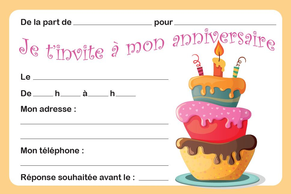 Carte D&amp;#039;Invitation Gateau *8 Cigateau : Fastprint concernant Carte D Invitation Anniversaire Personnalisée