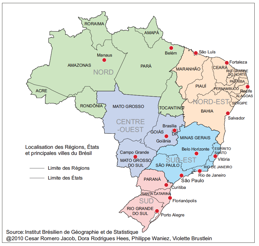 Carte Du Bresil Détaillé dedans Carte Du Brésil À Imprimer
