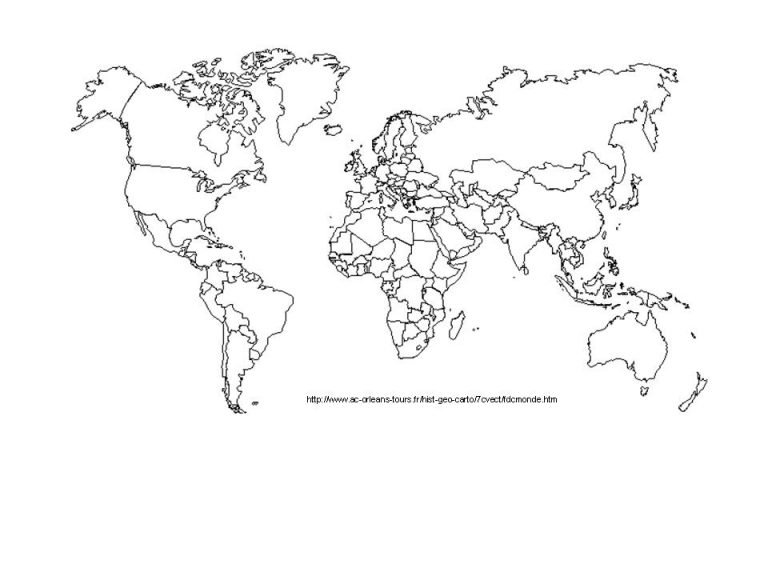 carte du monde avec frontières à carte du monde en noir et blanc À