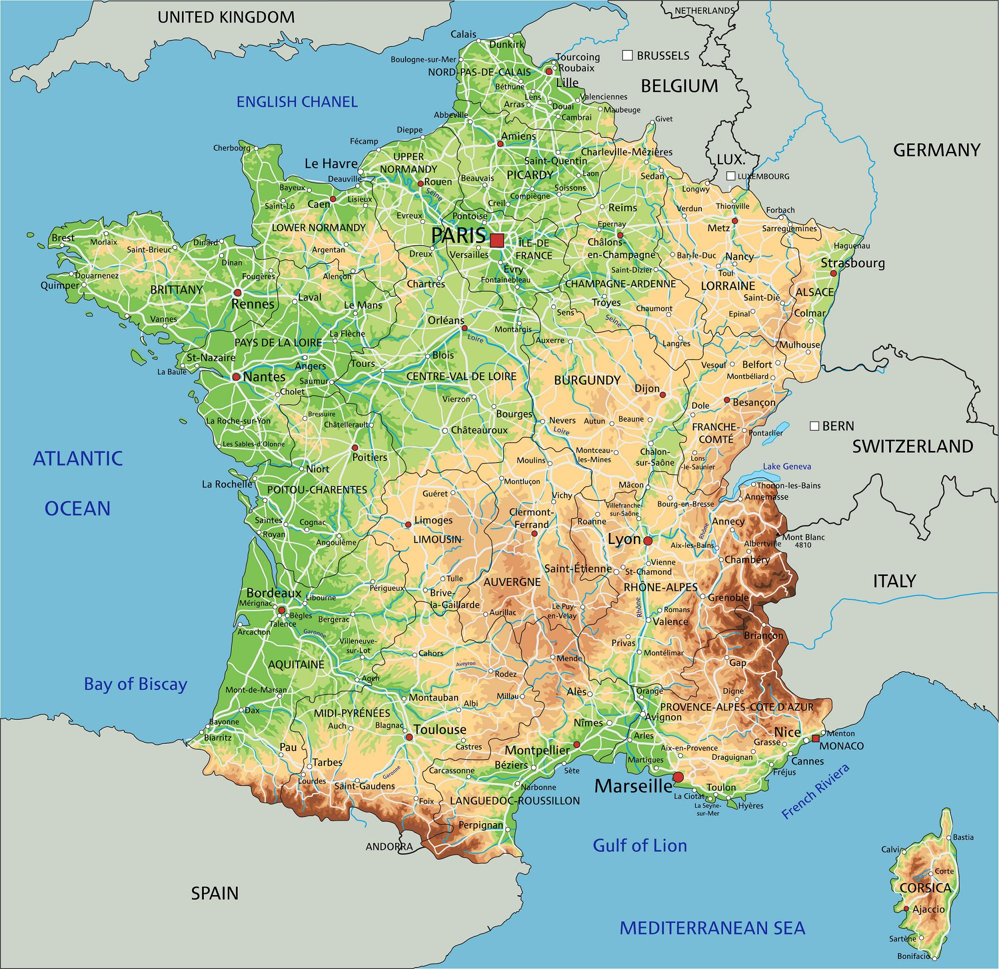 Carte Du Relief De La France - Carte Du Relief En France avec Carte De La France Avec Toutes Les Villes