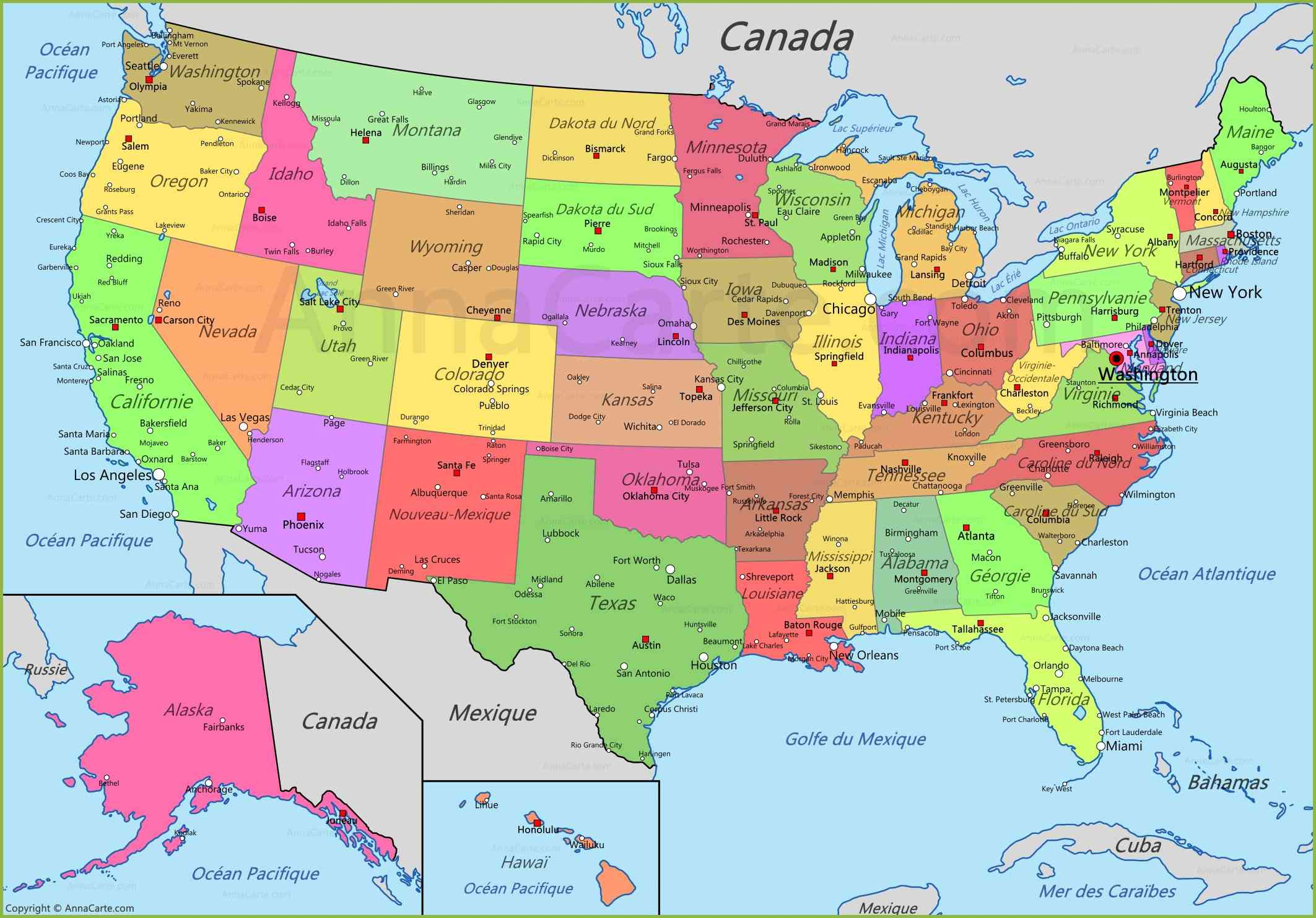 Carte États Unis » Vacances - Guide Voyage pour Carte Des Etats Unis À Imprimer