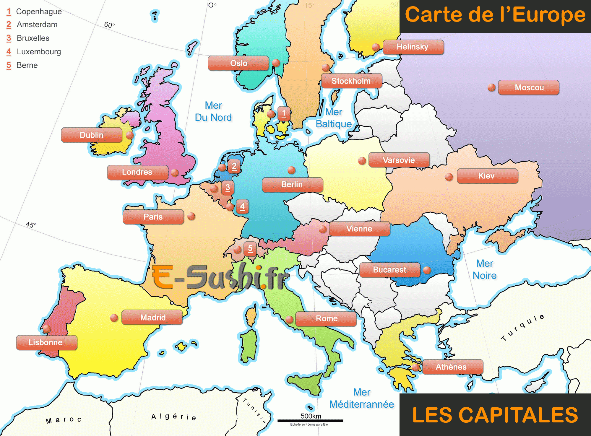 Carte Europe - Géographie Des Pays - Arts Et Voyages pour Carte Capitale Europe