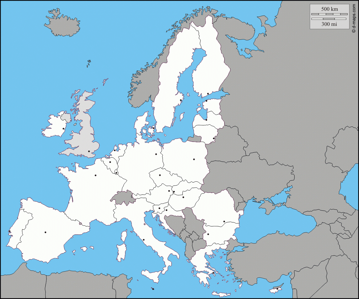Carte Europe Vierge À Compléter En Ligne - Primanyc concernant Carte Des Pays D Europe