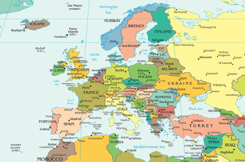 Carte Europe Villes - Images Et Plans - Arts Et Voyages avec Carte D Europe À Imprimer
