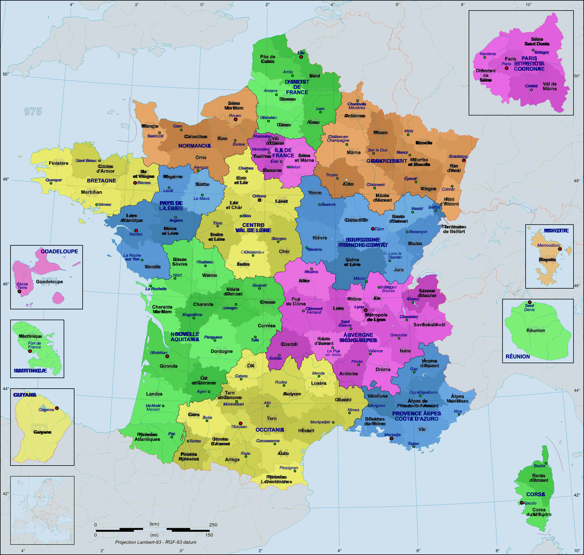 Carte France Départements » Vacances - Guide Voyage pour Carte Departement Francais Avec Villes