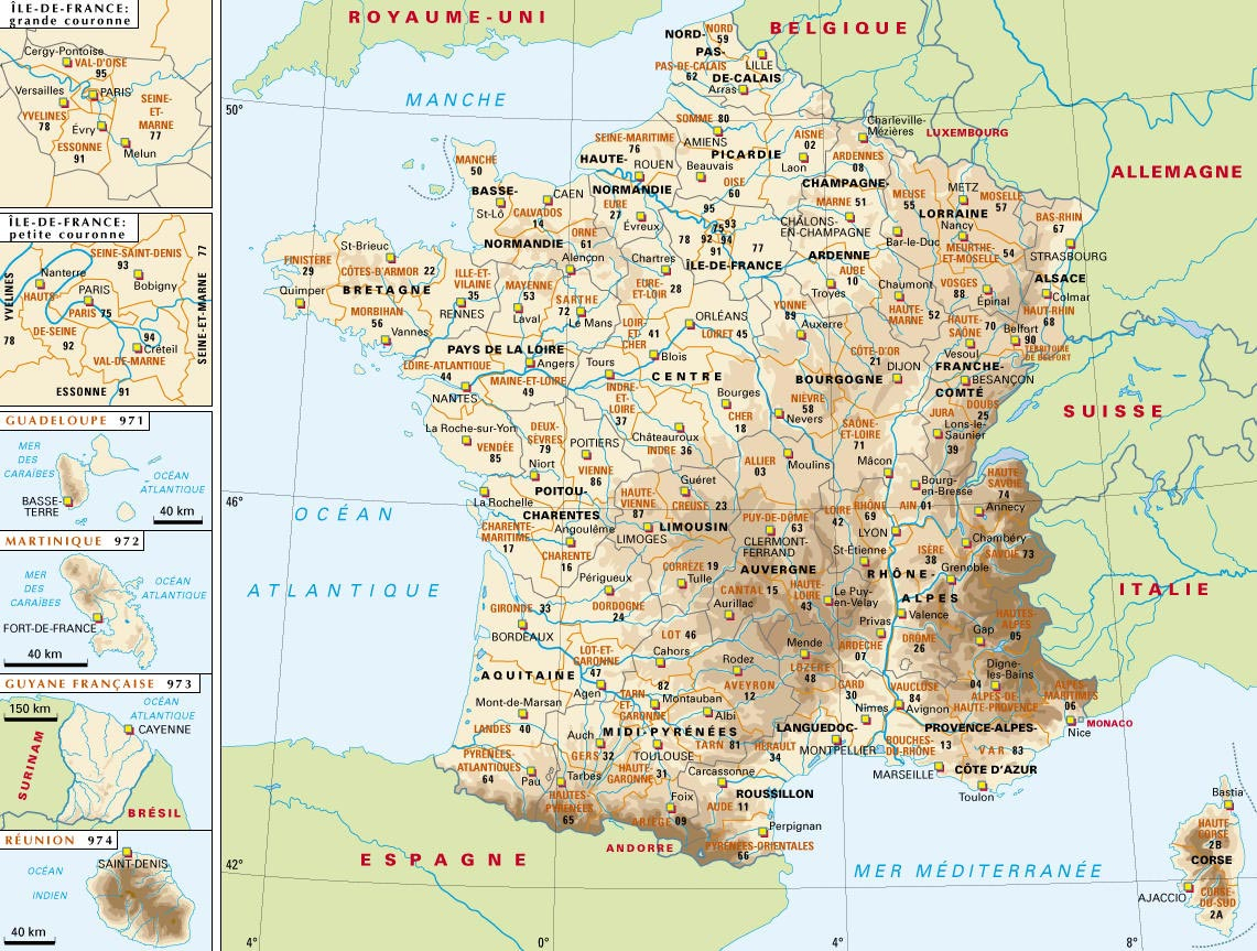 Carte France Villes • Voyages - Cartes à Carte De France Grande Ville