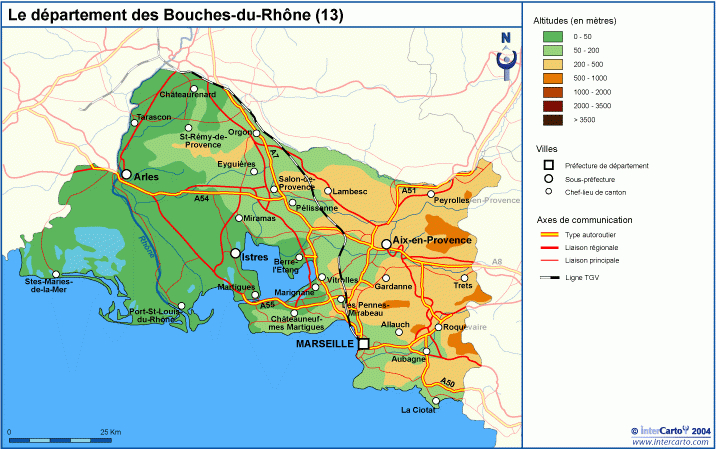 Carte Géographique, Touristique Et Plan Des Bouches Du encequiconcerne Carte Geographique Du France