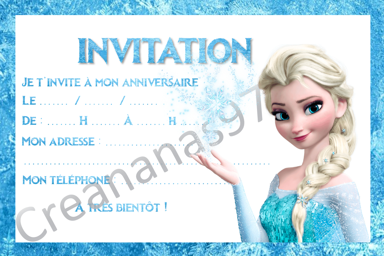 Carte Invitation Anniversaire Elsa Reine Des Neiges avec Invitation Anniversaire Reine Des Neiges Personnalisable