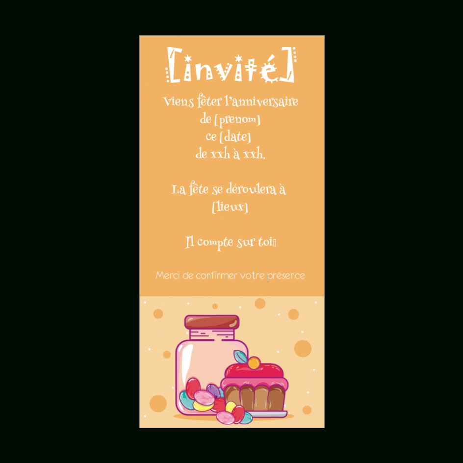 Carte Invitation Anniversaire Enfant Gateau Bonbon À pour Invitation Anniversaire Bonbon