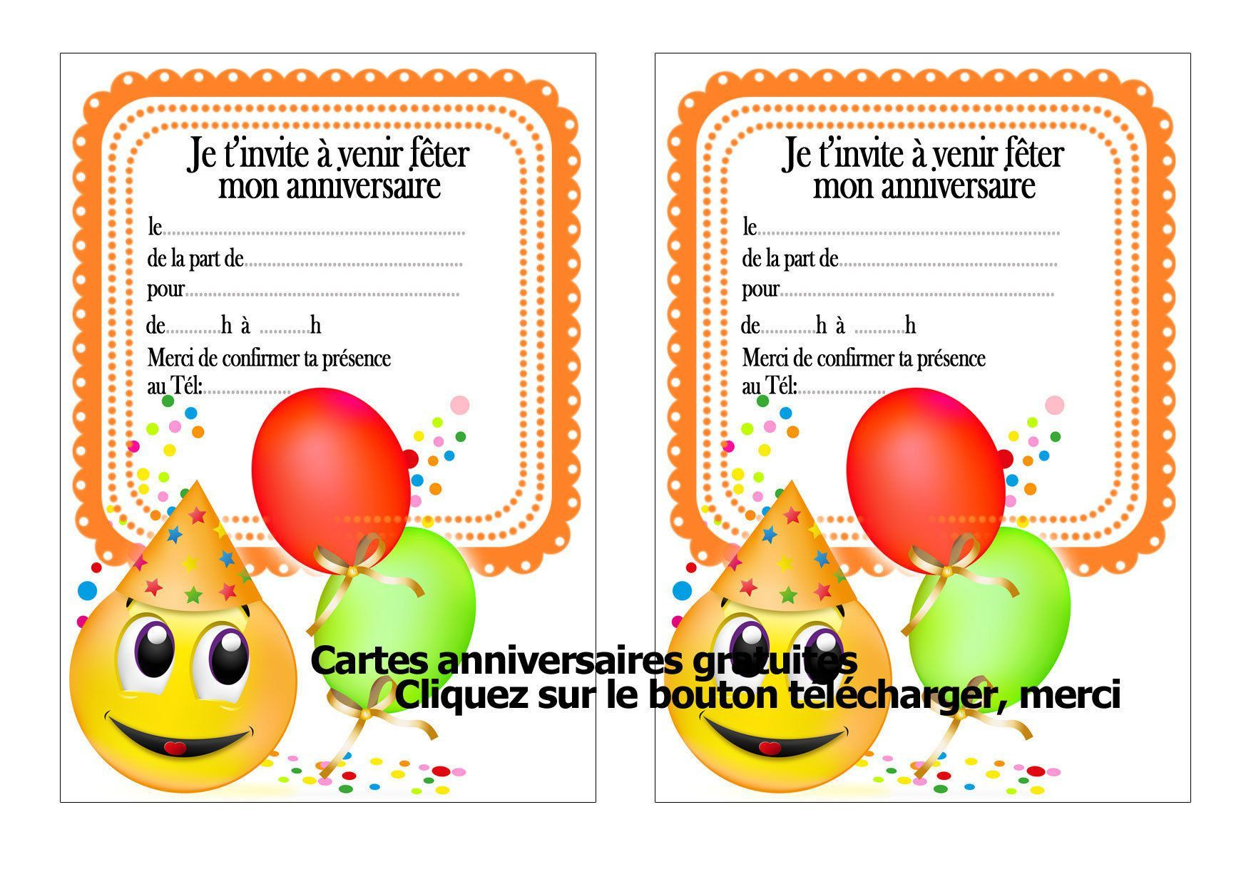 Carte Invitation Anniversaire Gratuite (Dengan Gambar) intérieur Carte Invitation À Imprimer Gratuite