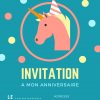 Carte Invitation Anniversaire Licorne - 3 avec Jolie Carte Invitation Anniversaire