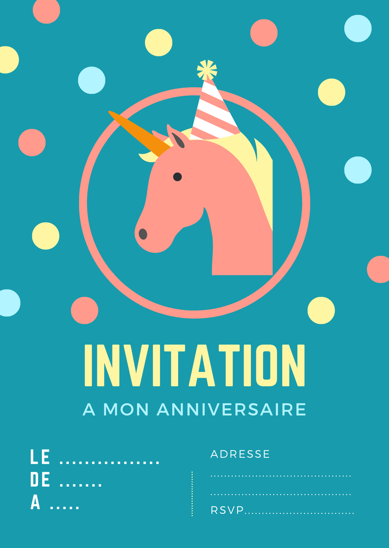 Carte Invitation Anniversaire Licorne - 3 avec Jolie Carte Invitation Anniversaire