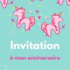 Carte Invitation Anniversaire Licorne - 5 pour Carte Invitation Anniversaire Manga