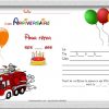 Carte Invitation Garçon Thème Pompier Avec Cadre tout Carte Invitation Enfant A Imprimer