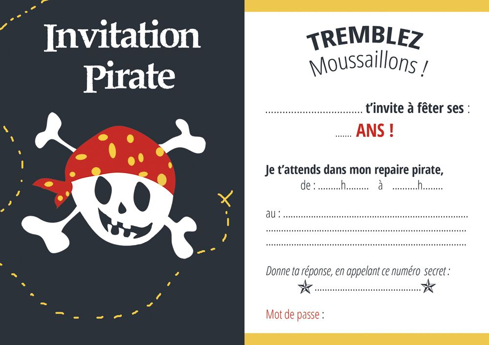 Carte Invitation Pirate | Invitation Anniversaire Garçon intérieur Carte D Invitation Parchemin