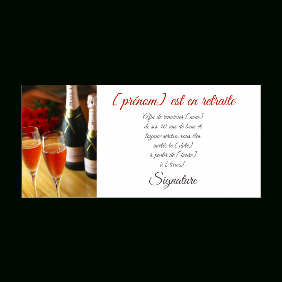 Carte Invitation Retraite Champagne Rose Alcool Gratuit À serapportantà Carte Invitation Pot De Départ