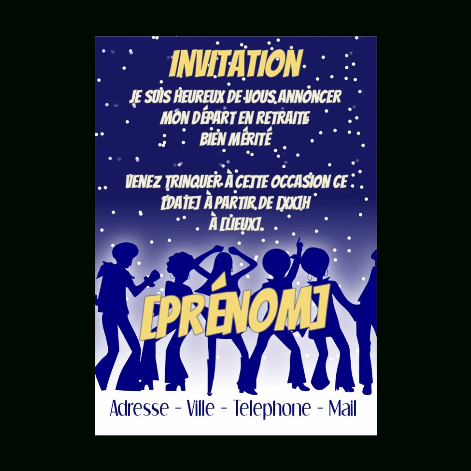 Carte Invitation Retraite Fete Danse Bleu Gratuit À dedans Invitation Pour La Retraite