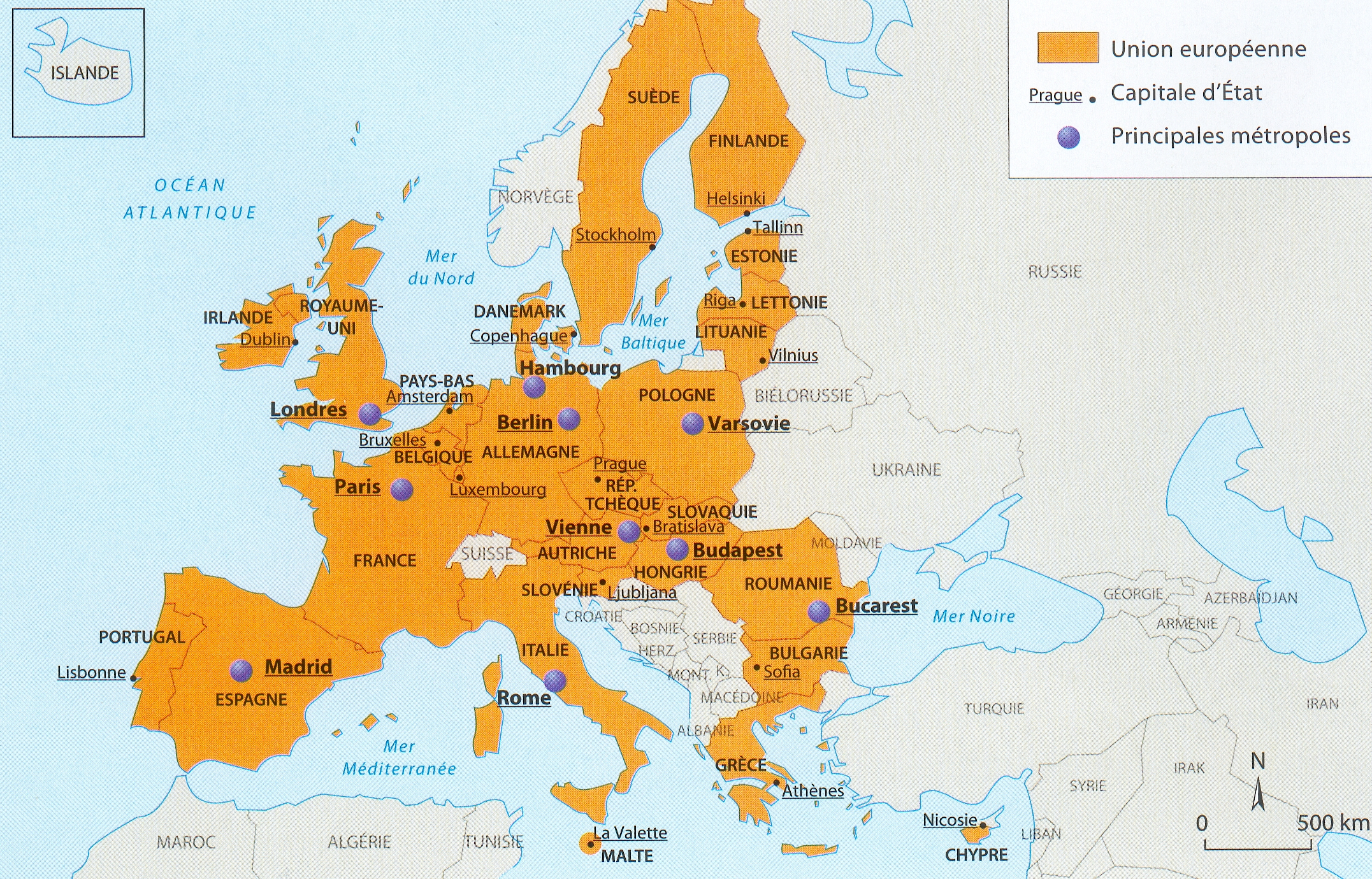 Carte Les 10 Principales Métropoles De L&amp;#039;Union Européenne1 dedans Carte De L Union Europeenne