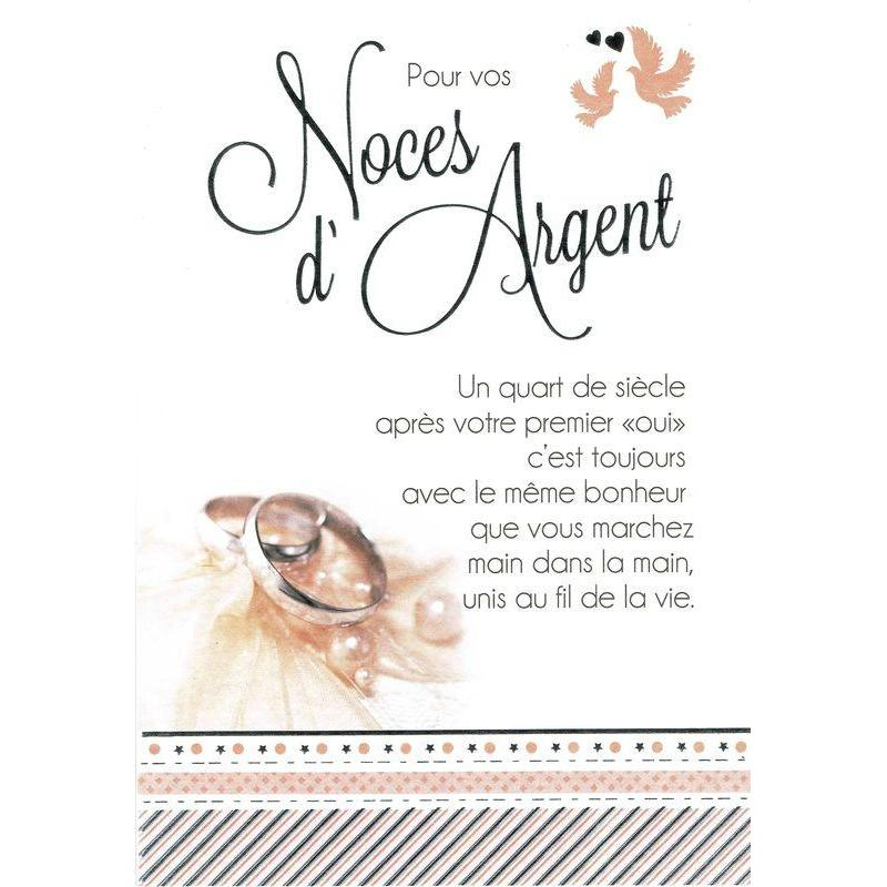 Carte Les Mots Du Bonheur - Noces D&amp;#039;Argent - 11.8X17 Cm dedans Texte Invitation Noces D Or