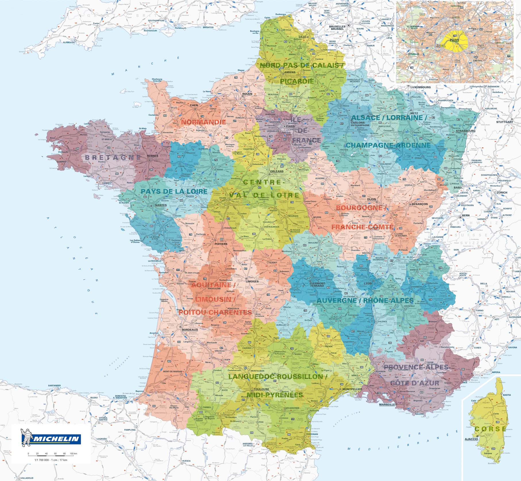 Carte Moitié Nord De La France - Les Departements De France intérieur Carte Du Sud De La France Détaillée
