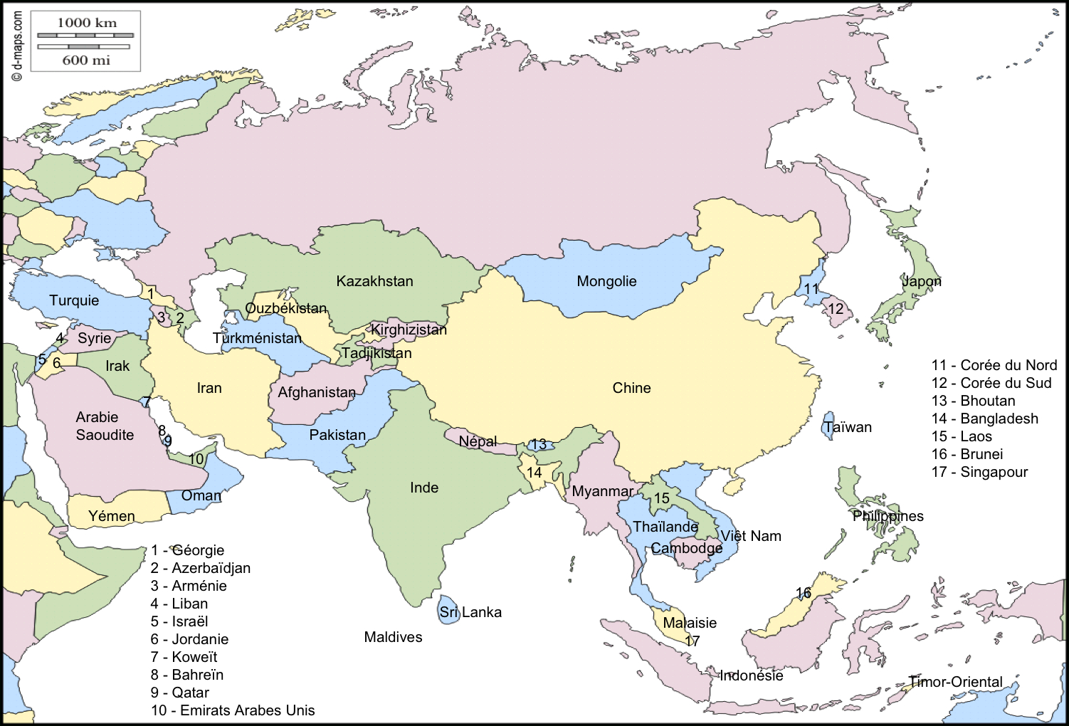 Carte Pays Asiatique serapportantà Capitale D Asie