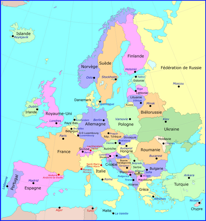 Carte Politique De L&amp;#039;Europe A Déménagé À avec Carte Europe Pays Et Capitale