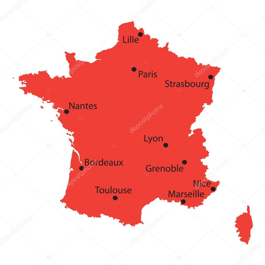 Carte Rouge De La France Avec Indication Des Plus Grandes pour Carte Et Ville De France