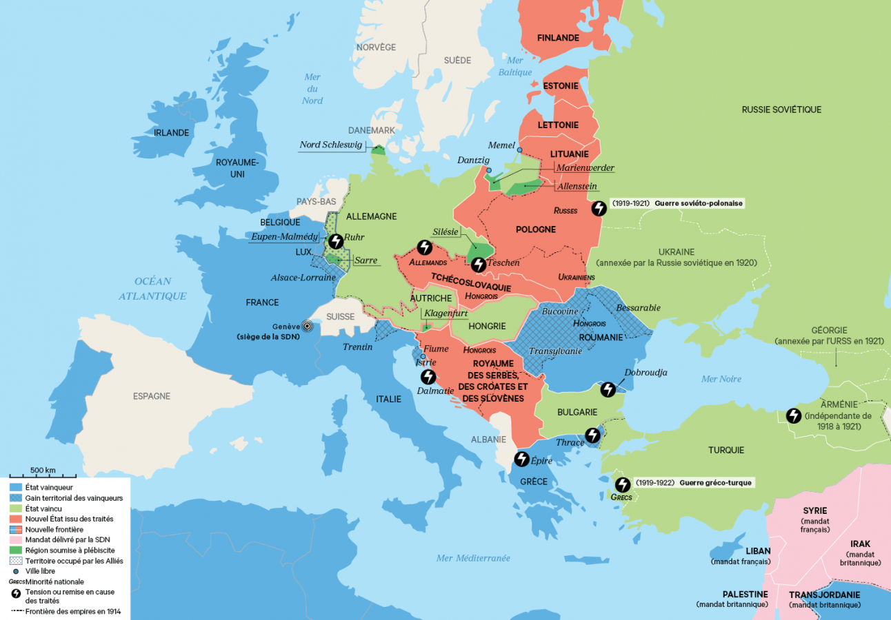 Carte : Une Nouvelle Carte De L'Europe (1919) | Lhistoire.fr à Carte De L Europe Détaillée