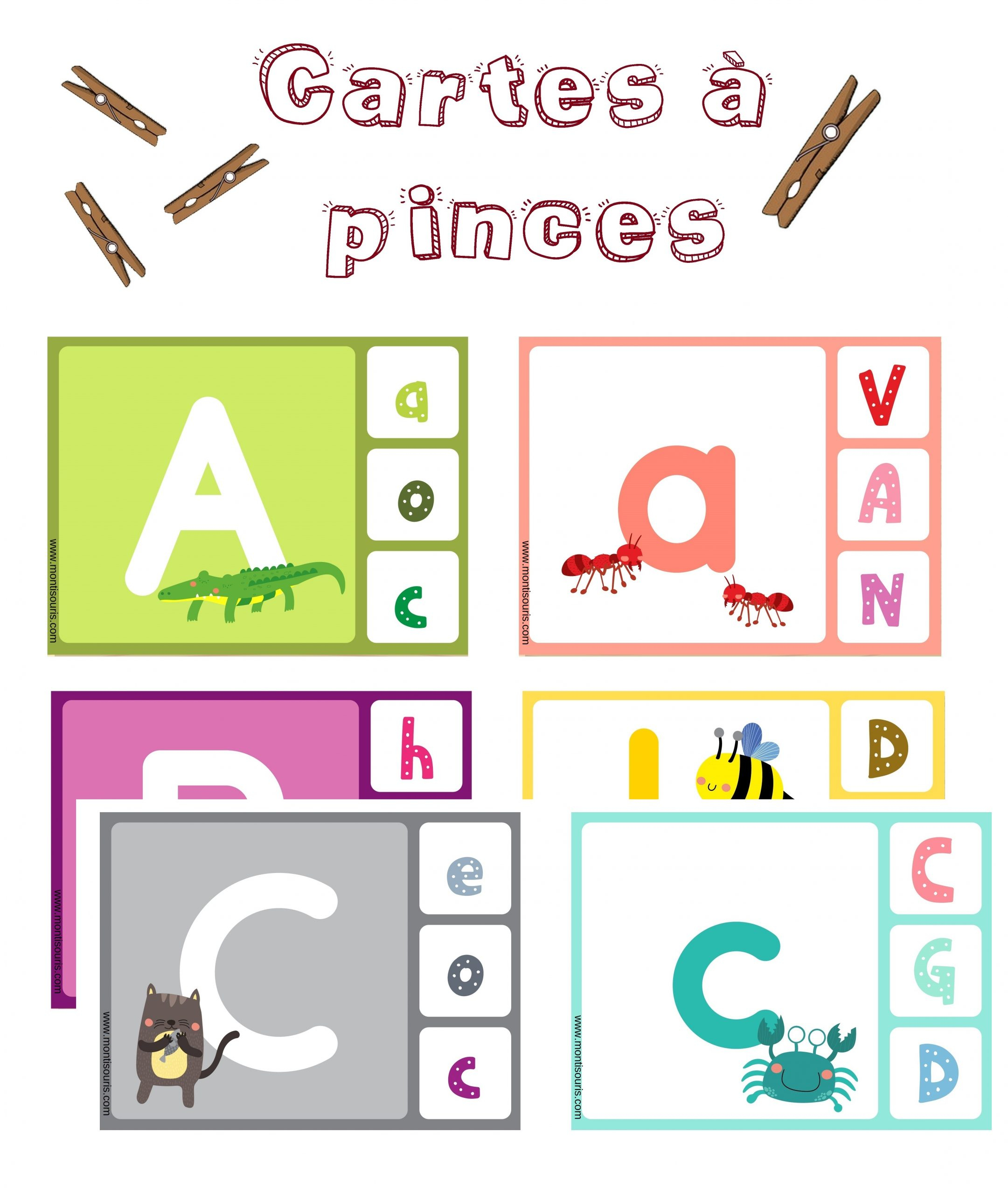 Cartes À Pinces Alphabet-&amp;quot; Les Animaux En Anglais serapportantà Alphabet Anglais Cycle 3