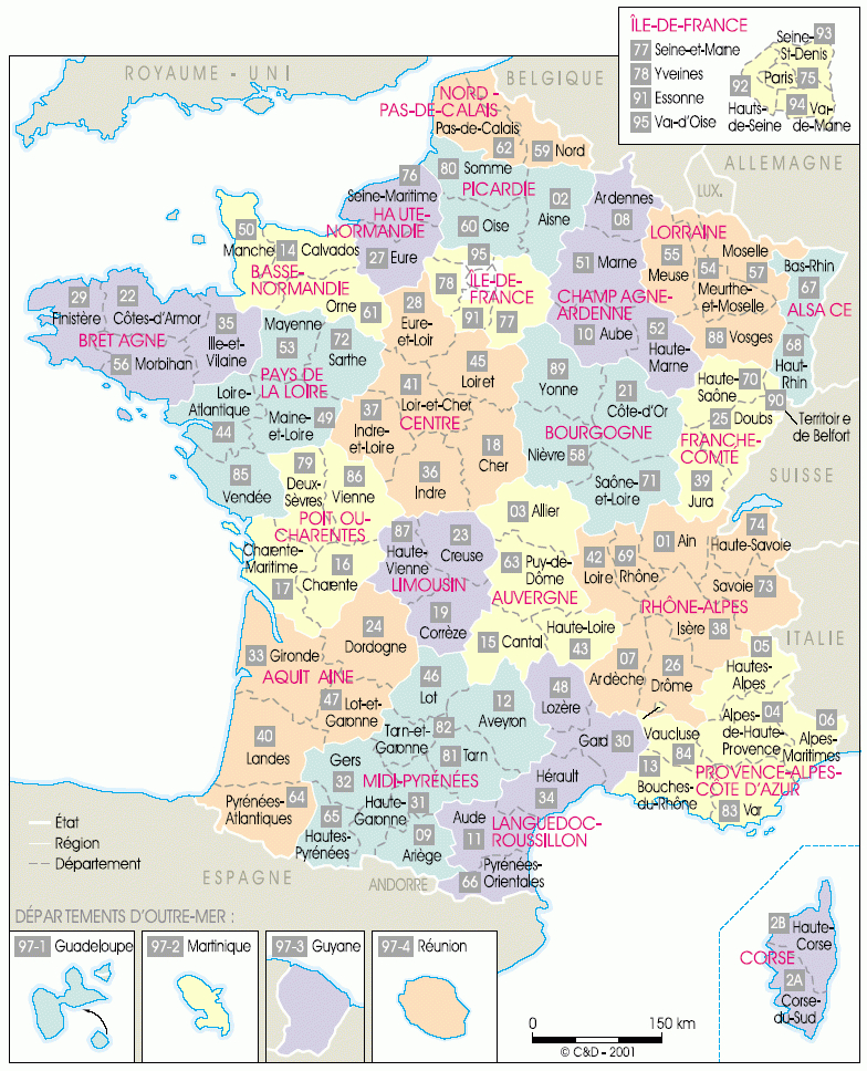 Cartes De France : Cartes Des Régions, Départements Et destiné Carte De La France Avec Ville