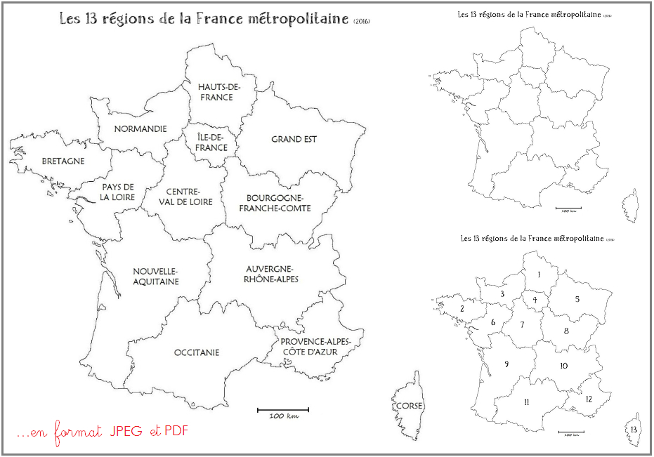 Cartes Des Régions De La France Métropolitaine - 2016 destiné Carte Région France Vierge