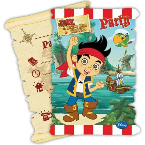 Cartes D&amp;#039;Invitations Anniversaire Jake Et Les Pirates X6 encequiconcerne Carte Invitation Pirate