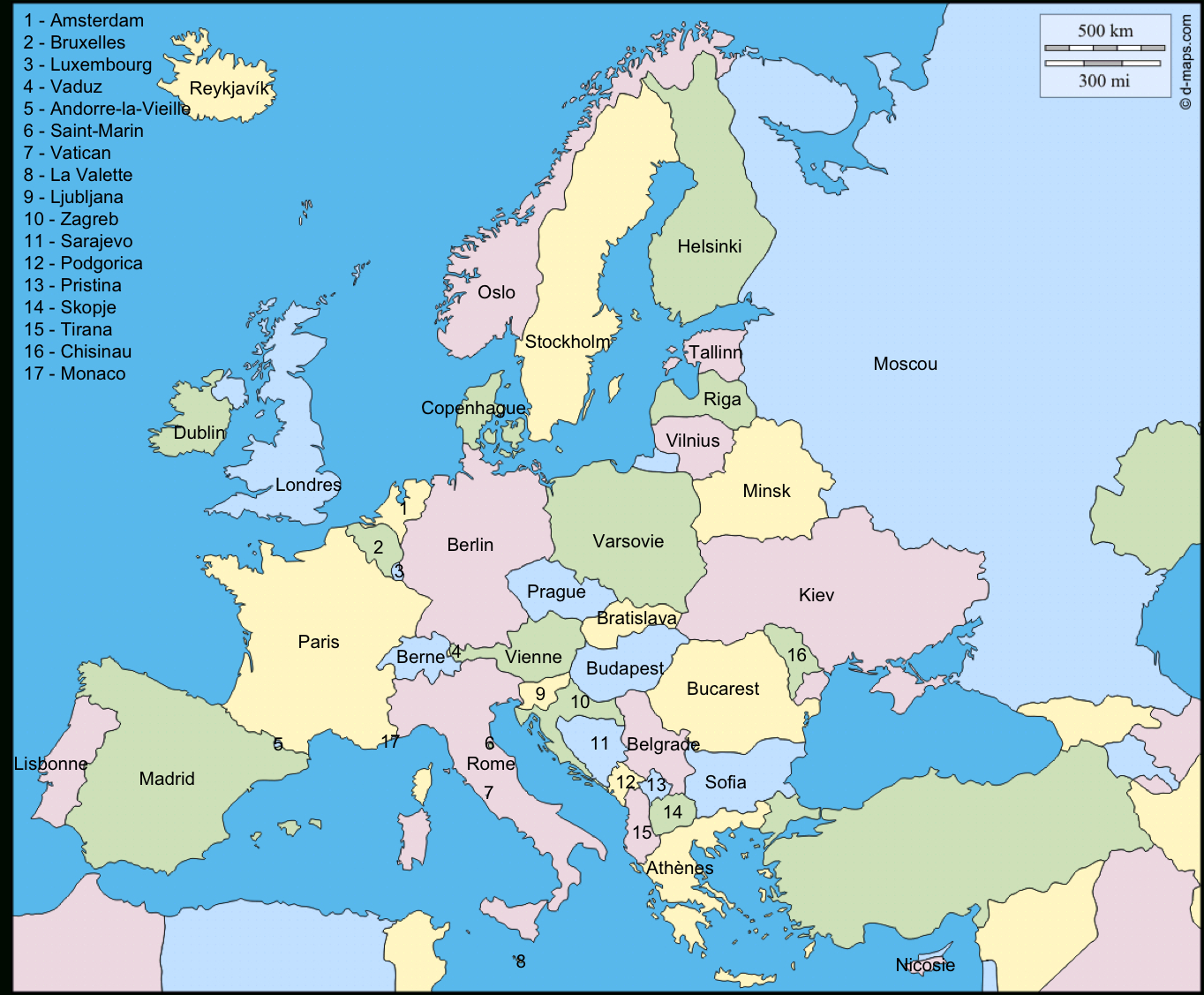 Cartes Localisation Des Capitales à Carte De L Europe 2017