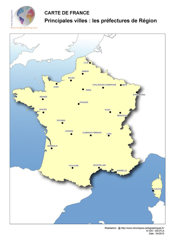 Cartes Muettes De La France À Imprimer - Chroniques tout Carte De France Avec Grandes Villes