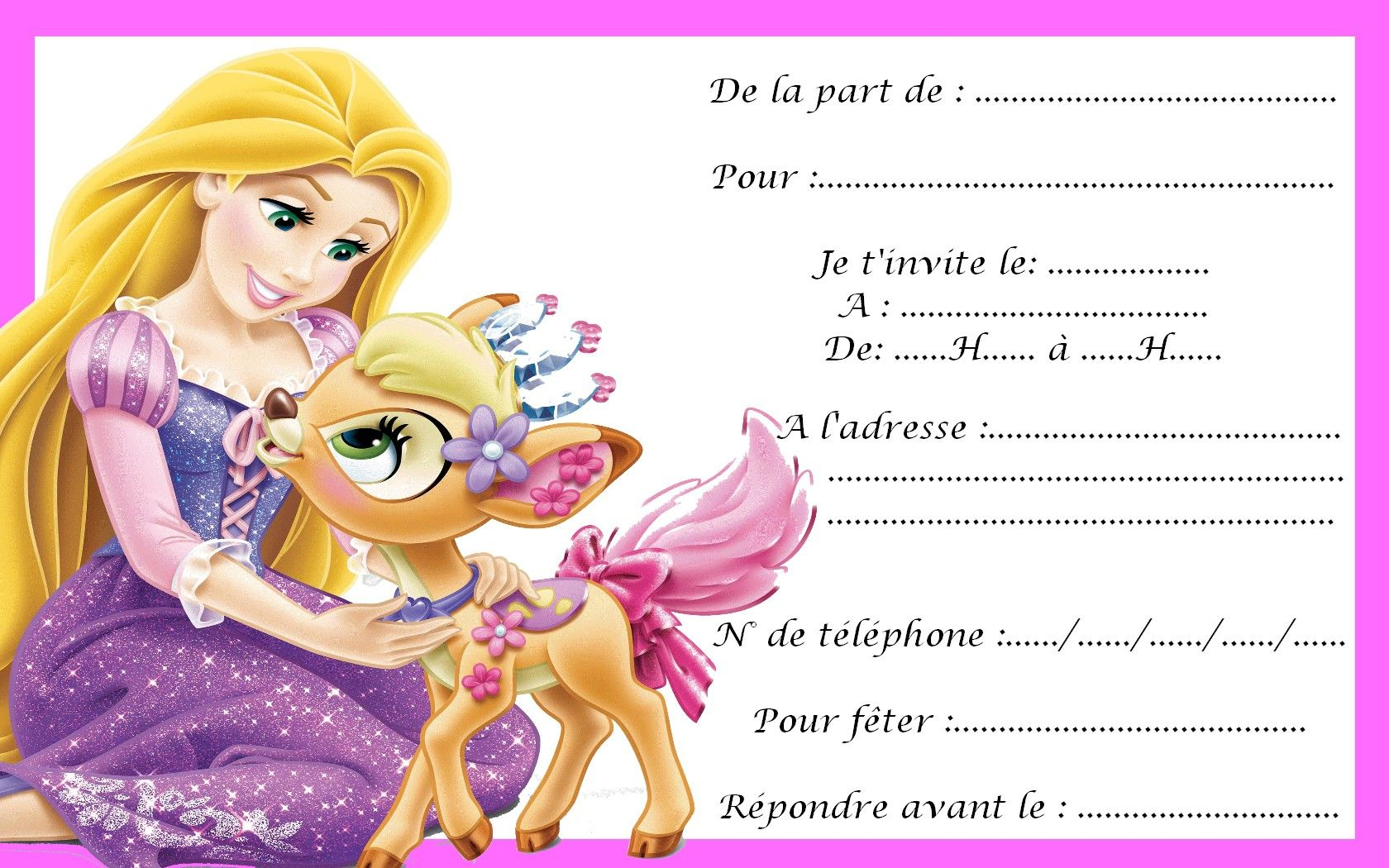 Cartes Princesses dedans Carte Invitation Anniversaire Princesse