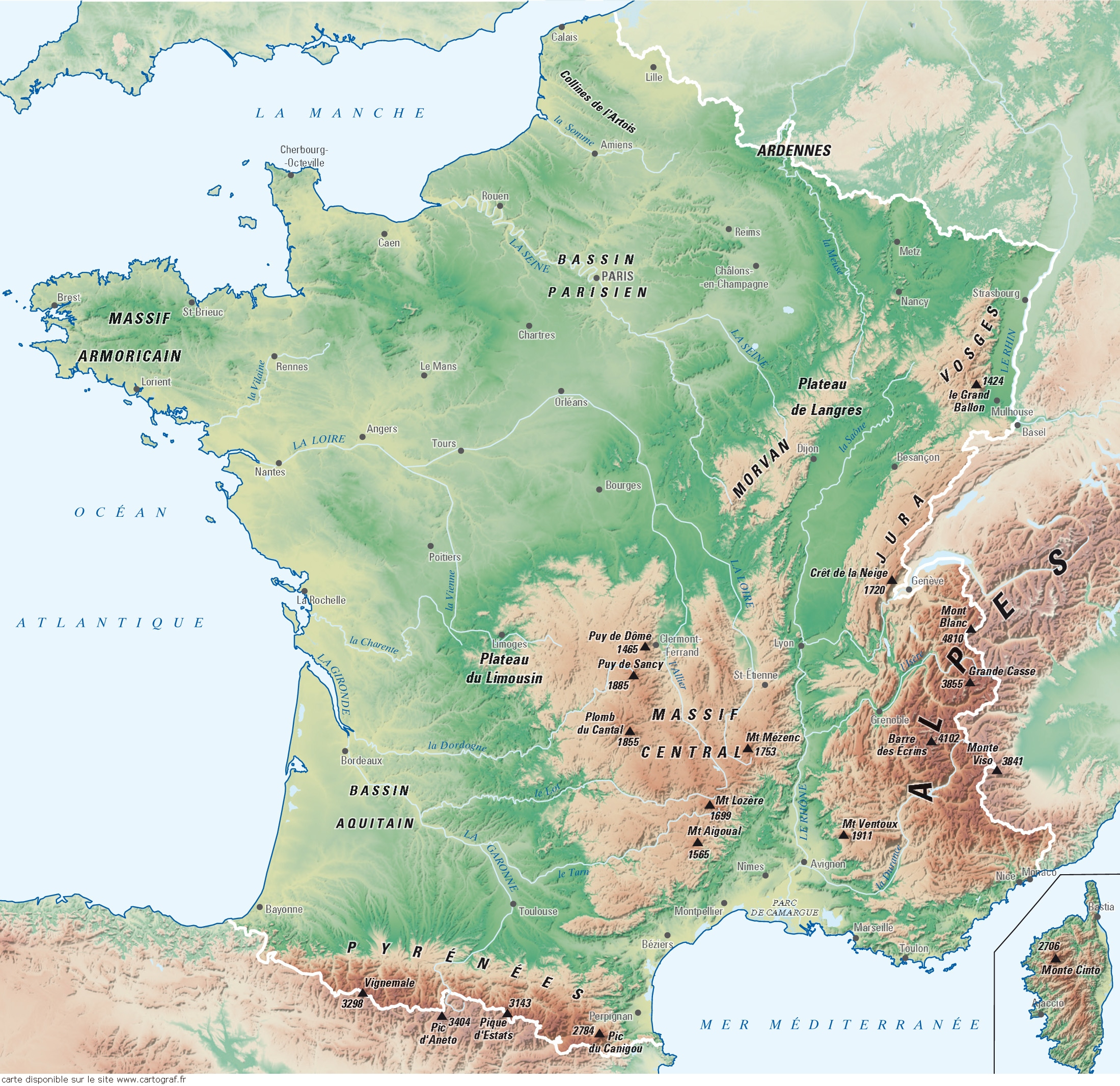 Cartograf.fr : Carte De La France : Page 2 destiné Carte Des Fleuves De France