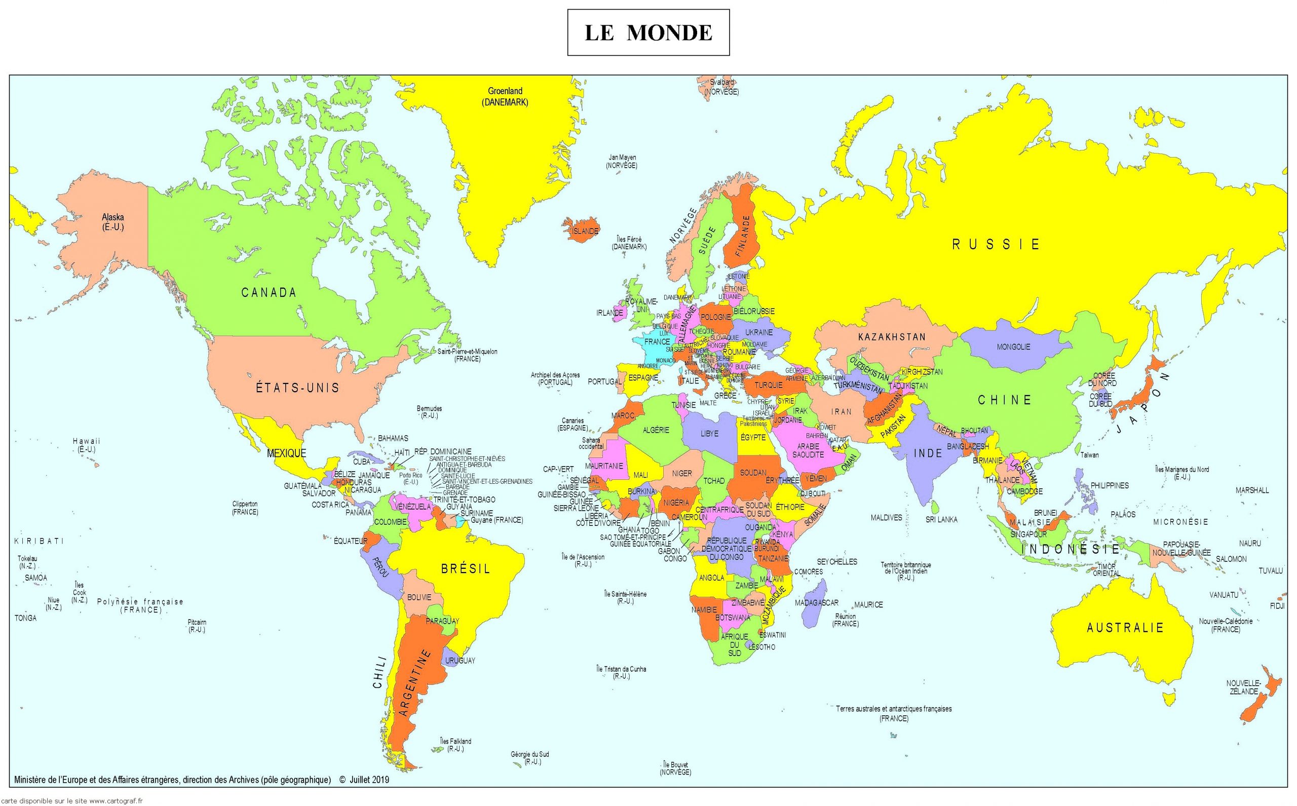 Cartograf.fr : Carte Monde : Page 6 concernant Carte Du Monde Avec Capitale