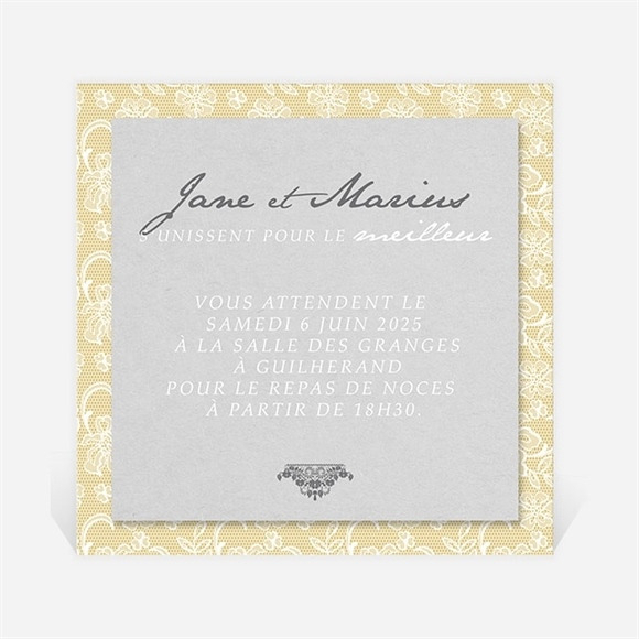 Carton D'Invitation Mariage Jaune Et Blanc - Monfairepart serapportantà Carton Invitation Mariage Original