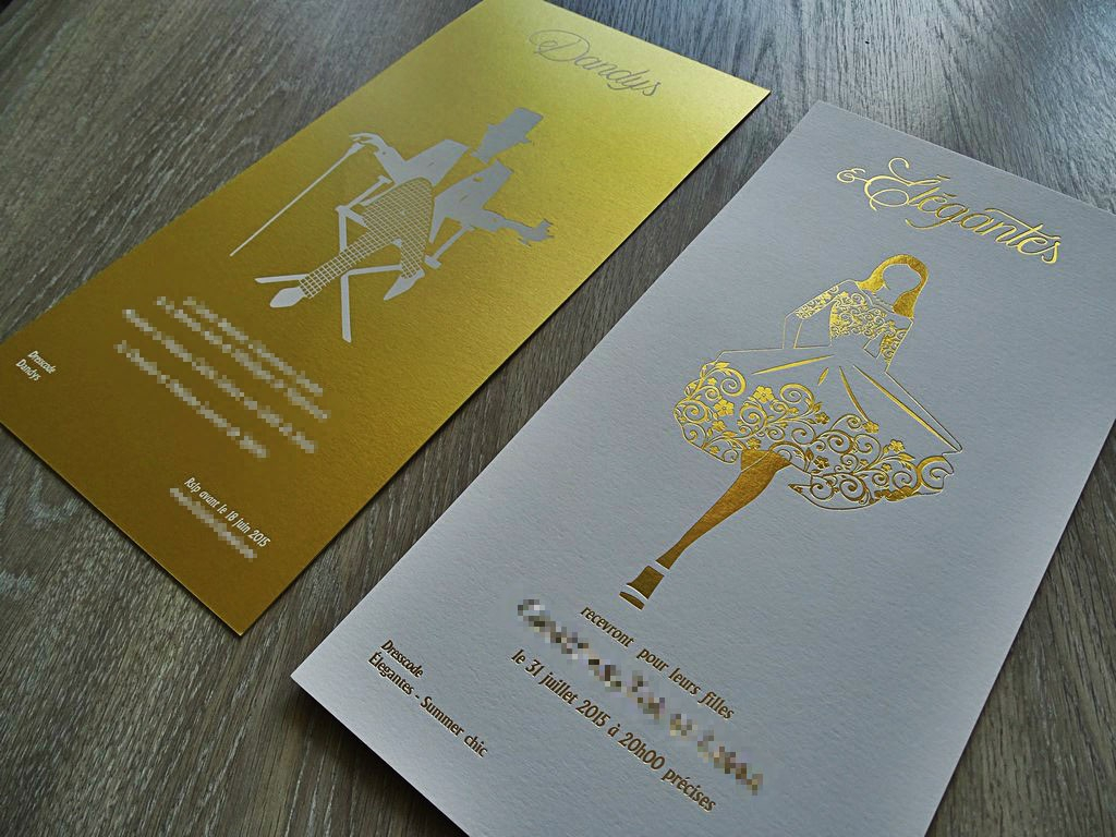 Carton D'Invitation Papier Or Et Blanc - Print Hunter tout Impression Carte Invitation