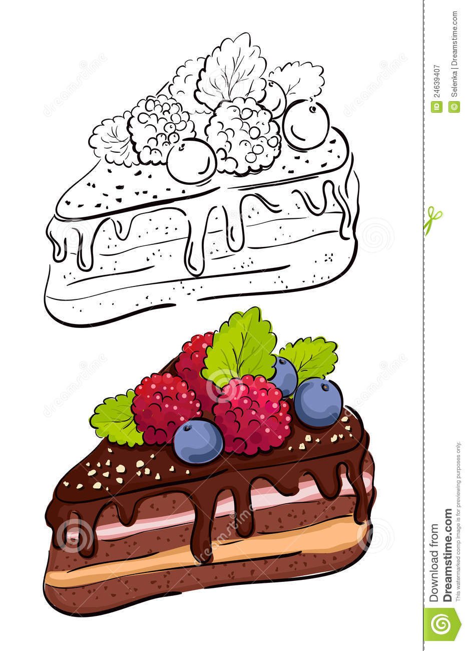 Cartoon Slice Of Cake. Stock Vector. Illustration Of concernant Dessin De Gateau D Anniversaire En Couleur