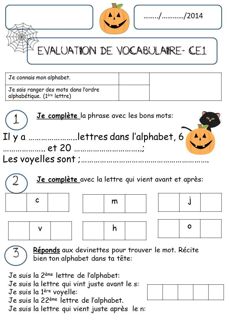 Ce1:Evaluations Voca, Conjugaison Et Grammaire | Ce1 tout Francais Facile Ce1