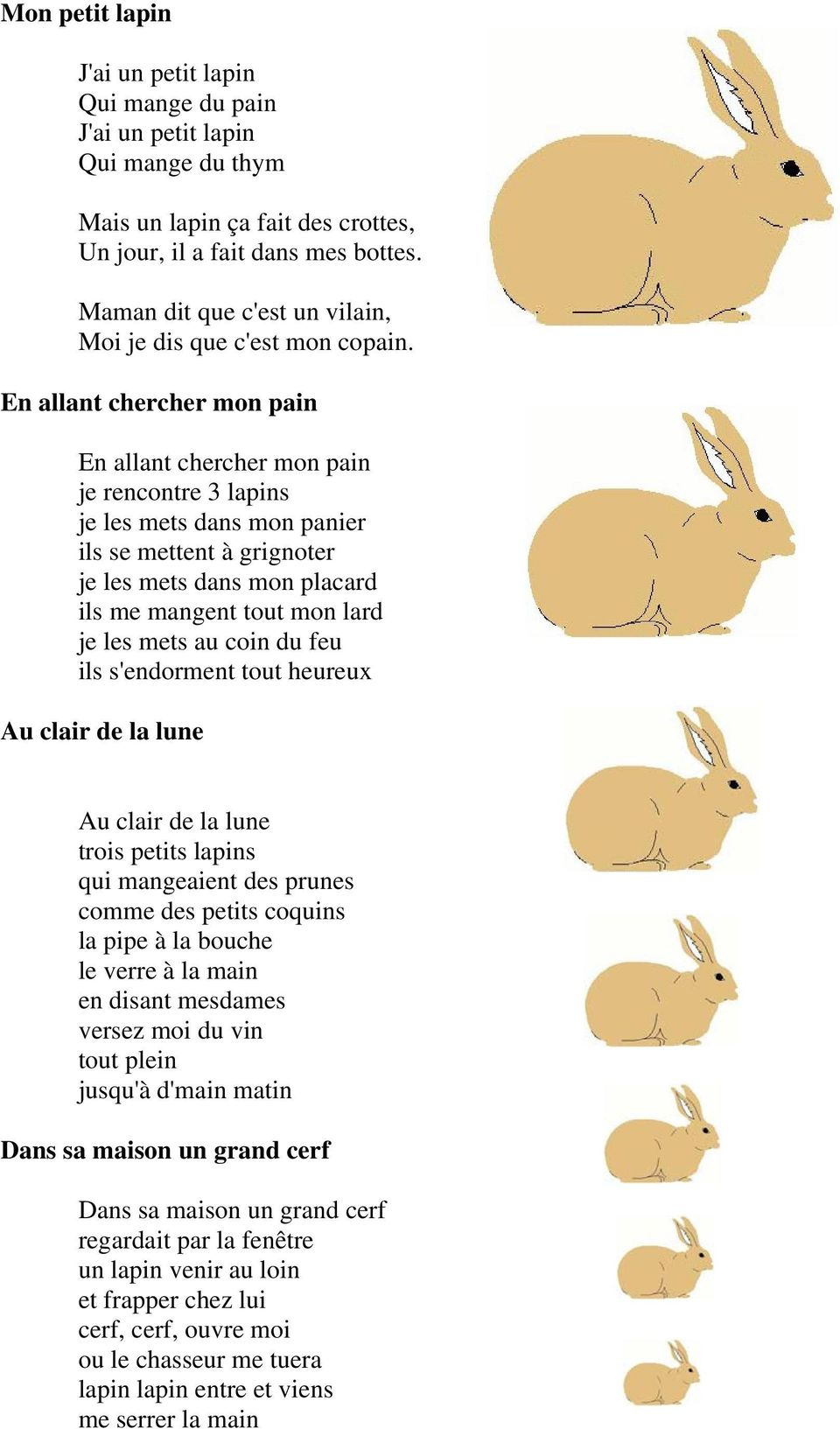 Chanson Du Cerf Et Du Lapin - Greatestcoloringbook concernant Ce Matin Un Lapin Paroles