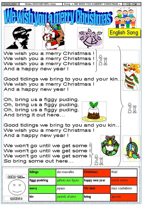 Chant De Noel Merry Christmas Anglais concernant Chants De Noël En Français