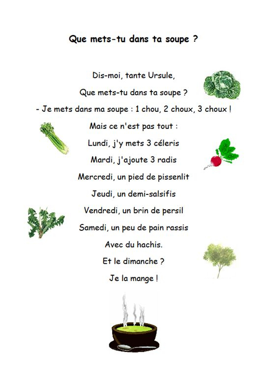 Chants Et Comptines - 1, 2, 3, Dans Ma Classe À Moi destiné Chanson Sur Les Fruits Et Légumes