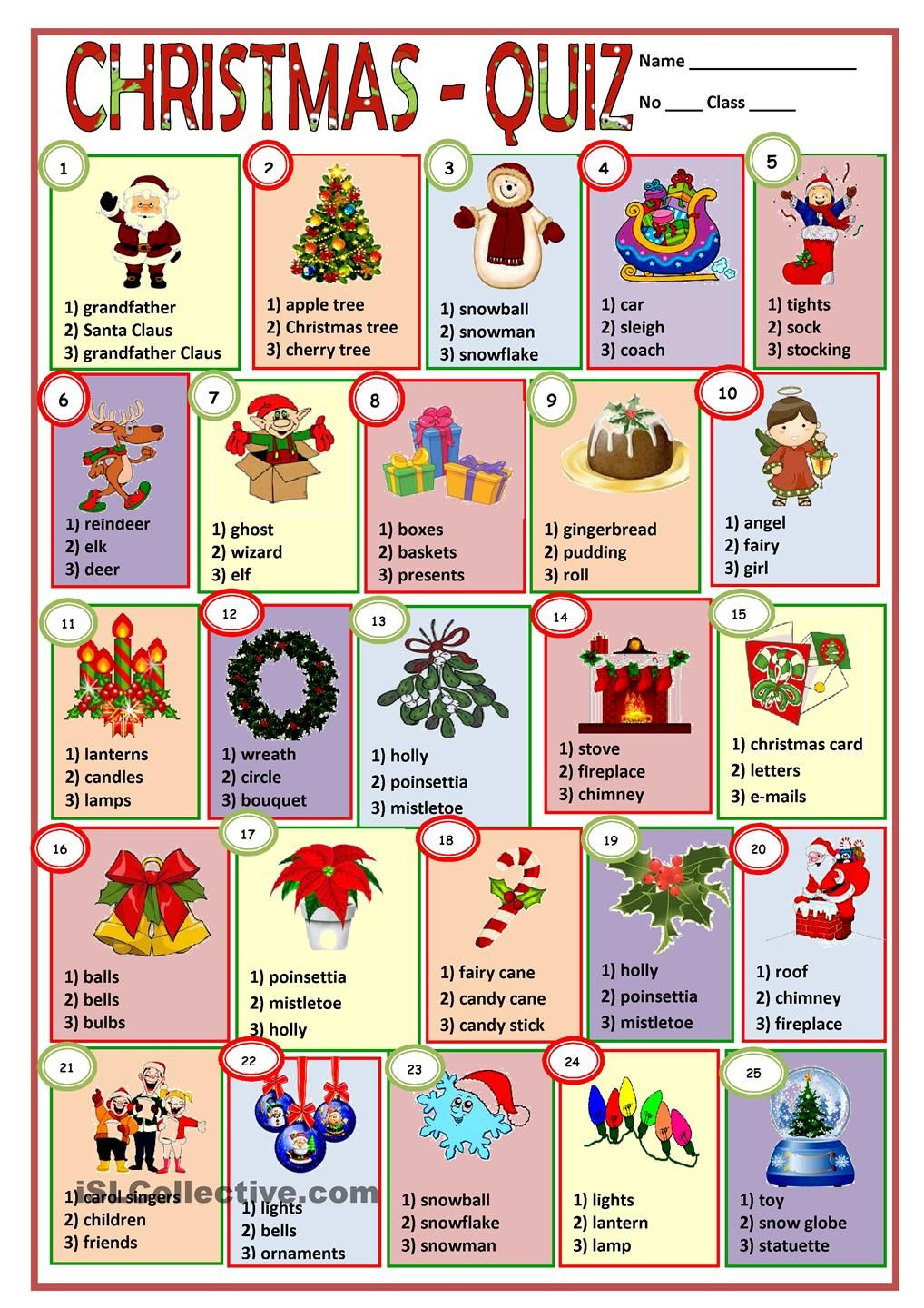 Christmas + Key | Christmas Quiz, Christmas Worksheets encequiconcerne Vocabulaire De Noel En Anglais