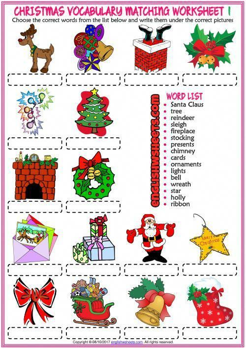 Christmas Vocabulary Matching Exercise Esl Worksheets # à Vocabulaire Anglais De Noel