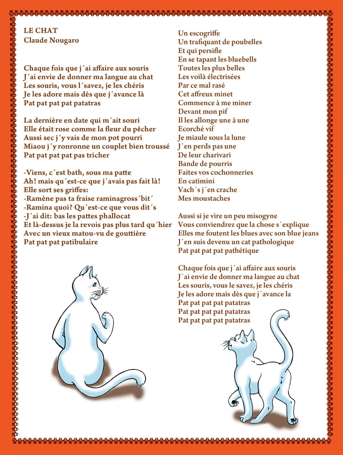 Claude Nougaro | Le Chat Dans Tous Ses États - Gatos Avec avec Contine Trois Petit Chat Parole