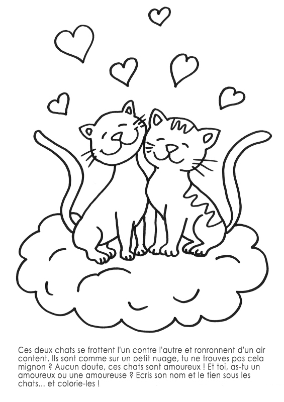 Coloriage À Imprimer : Chats Amoureux pour Jeux De Dessin De Chat