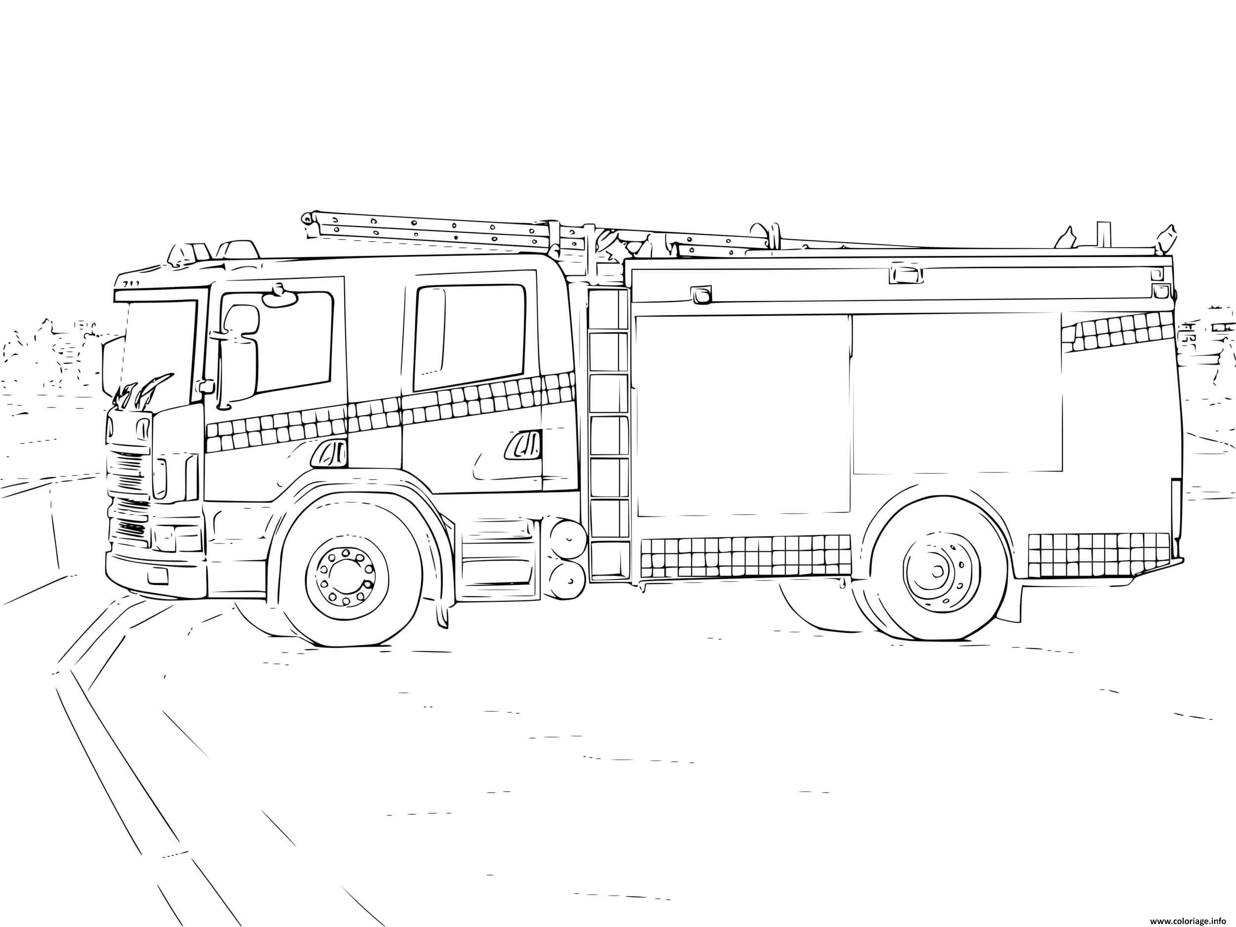 Coloriage Camion De Pompier En Attente De Demarrer Dessin pour Coloriage Camion De Pompier Gratuit À Imprimer