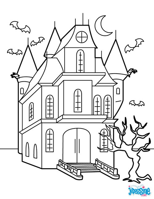 Coloriage Chateau Halloween Manoir Hante pour Dessin De Maison Hantée